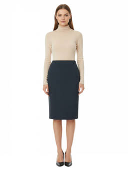 Pinko - Blue Solid Knee Length Skirt