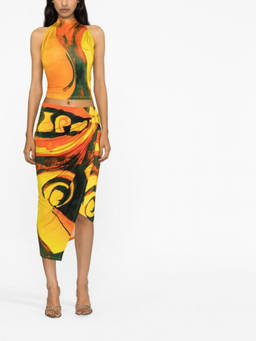 Louisa Ballou - Multi-Color Long Printed Draped Skirt (30)