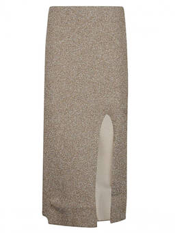 Circus Hotel - Golden Viscose Midi Skirt (28)