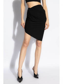 JACQUEMUS - Black Asymmetric Draped Skirt