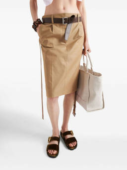 PRADA - Beige Belted Midi Skirt