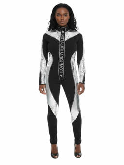 Philipp Plein - Silver Skinny Flat Front Jumpsuit (S)