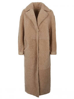 Enes - Beige Allegra Leather Long Coat
