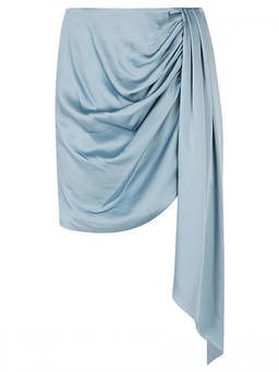 JONATHAN SIMKHAI - Light Blue Draped Mini Skirt (26)