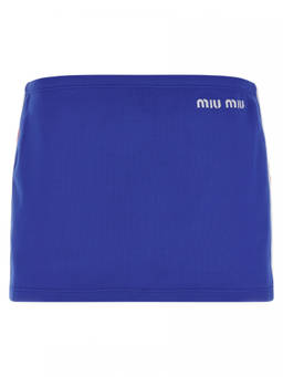 Miu Miu - Blue Logo Embroidery Skirt
