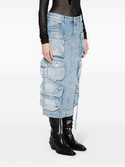 THE ATTICO - Light Blue Denim Cargo Midi Skirt (26)