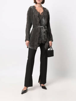 Gold Hawk - Dark Grey Velvet Long Duster (S)