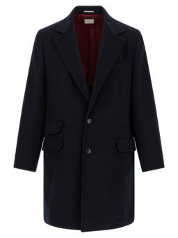 Brunello Cucinelli - Blue Notched Lapel Coat