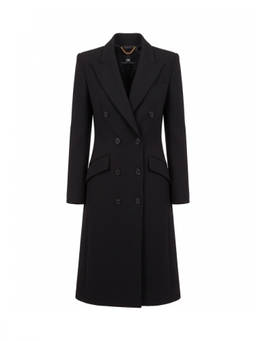 Elisabetta Franchi - Black Peaked Lapel Trench Coat