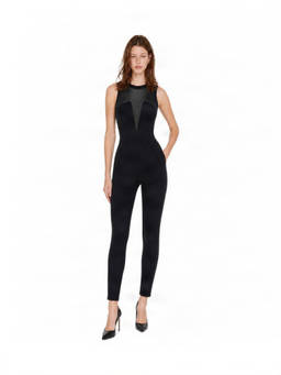 Elisabetta Franchi - Black Solid Round Neck Jumpsuit