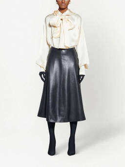 Balenciaga - Black Leather Midi Skirt (26)