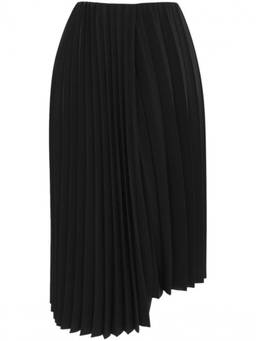 Saint Laurent - Black Asymmetric Pleated Midi Skirt (26)