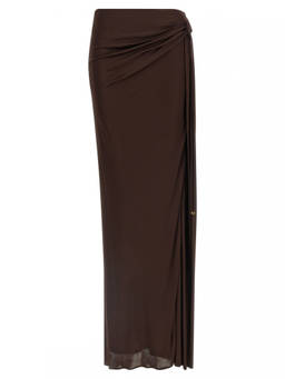 Elisabetta Franchi - Brown Shiny Viscose Skirt (26)
