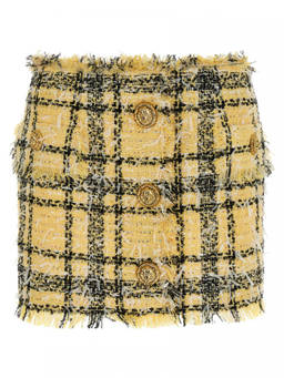 BALMAIN - Yellow Lurex Tweed Skirt (26)