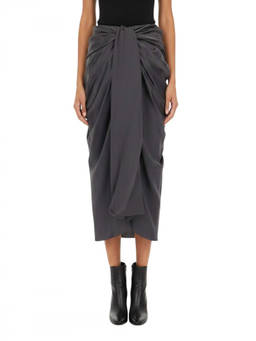 Chloe - Black Draped Midi Skirt