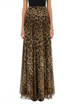 Dolce&Gabbana - Brown Animal Print Maxi Skirt