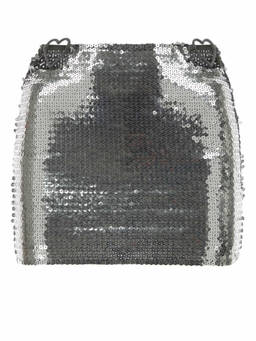 Nensi Dojaka - Silver Heart Cut-Out Sequinned Miniskirt