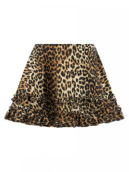 Ganni - Leopard Print Duchesse Mini Frill Skirt