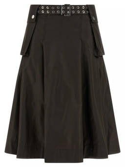Ganni - Brown Duchesse Nylon Pleated Skirt