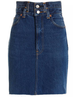 RE DONE - Blue Double Waisted Pencil Skirt