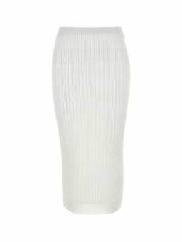 Sportmax - White Ribbed-Knit Midi Skirt