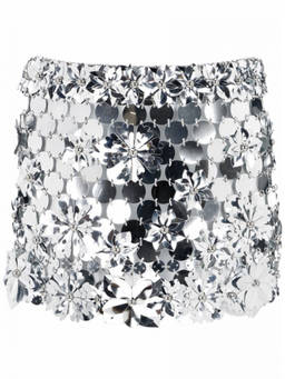 RABANNE - Silver Floral Mini Skirt (28)