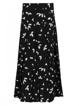 Alysi - Black Printed Midi Skirt