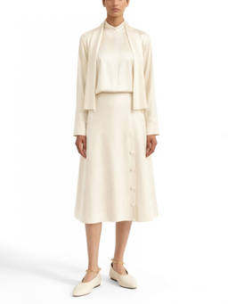Jil Sander - Beige Solid Flared Midi Skirt