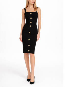 BALMAIN - Black Embellished Midi Skirt