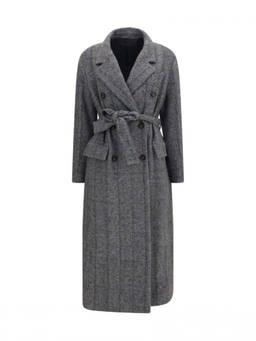 Brunello Cucinelli - Grey Notched Lapel Trench Coat