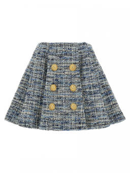 BALMAIN - Blue Tweed Skirt (26)