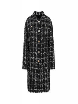 Giambattista Valli - Black and White Checked Boucl Coat (S)