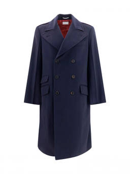 Brunello Cucinelli - Navy Blue Peaked Lapel Coat