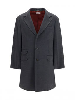 Brunello Cucinelli - Dark Grey Notched Lapel Coat