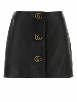 Gucci - Black Leather Logo Mini Skirt (26)
