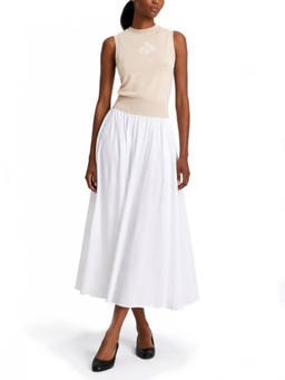 Patou - White Solid Midi Skirt (28)