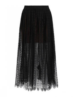 self-portrait - Black Lace Midi Skirt