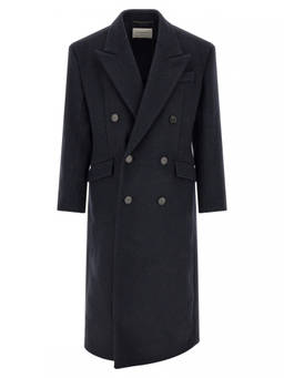 Saint Laurent - Dark Blue Double-Breasted Coat