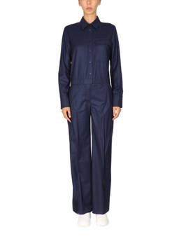 Stella McCartney - Navy Blue Solid Shirt Collar Jumpsuit (M)