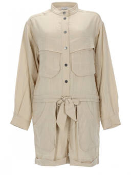 Marant Etoile - Beige Solid Mandarin Collar Playsuit
