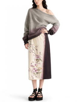 DIOR - White Floral Midi Skirt