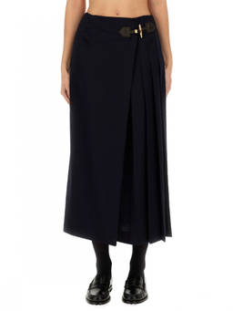 Moschino - Navy Blue Pleated Midi Skirt
