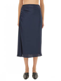 Theory - Blue Solid Midi Skirt (28)