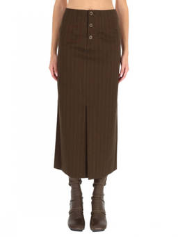 Uma Wang - Brown Stripes Midi Skirt (26)