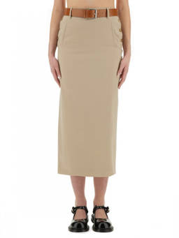 Moschino - Beige Solid Midi Skirt