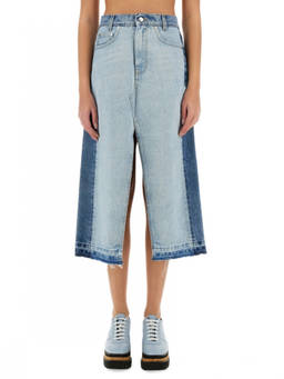 Stella McCartney - Denim Color Block Midi Skirt