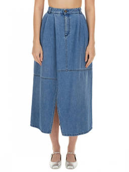 Alysi - Denim Solid Midi Skirt (28)