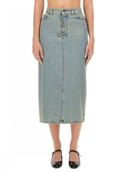 Moschino - Denim Solid Midi Skirt