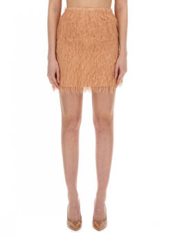 Alysi - Light Brown Textured Mini Skirt