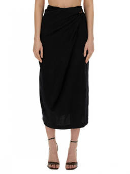 Alysi - Black Solid Midi Skirt (28)
